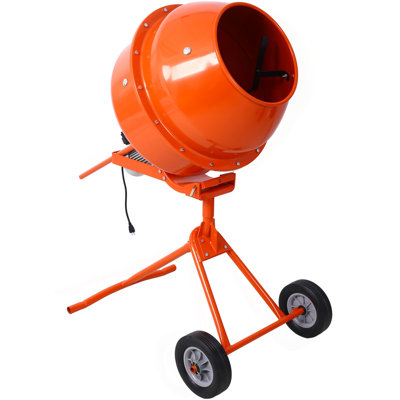 370W Portable Electric Concrete Mixer Cement Mixing Barrow Machine Mixing Mortar Handle With Wheel (4.6 Cu/Ft.)