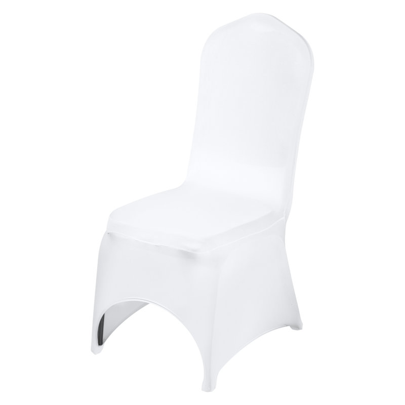 Premium Stretch Spandex Folding Chair Covers - Universal White Arched Front Slipcovers for Weddings, Banquets & Events (100-Pack)