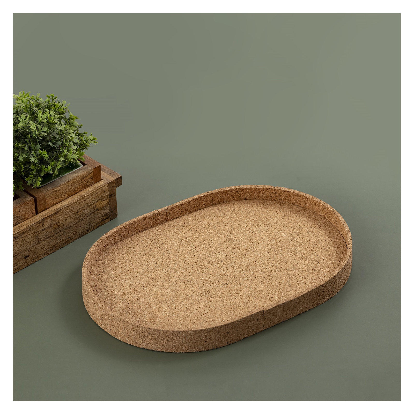 Oval Cork Tray Lg, 9.5"Wx14"Dx1.25"H