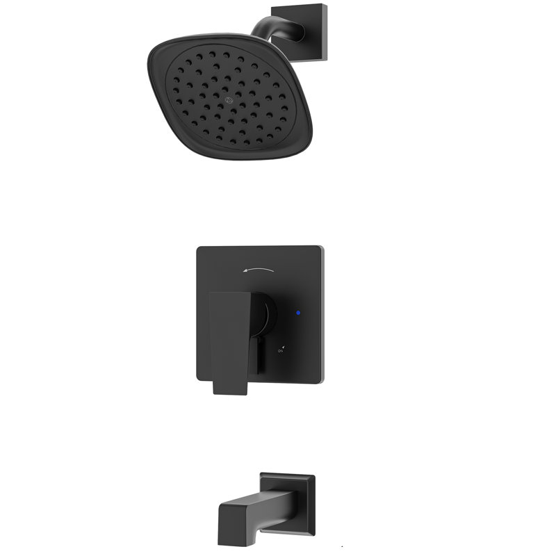Verity Single Handle Wall Mounted Tub and Shower Trim Kit, Matte Black