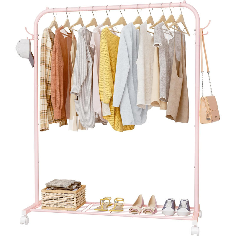 Metal Freestanding 2 - Hook Coat Rack, Pink