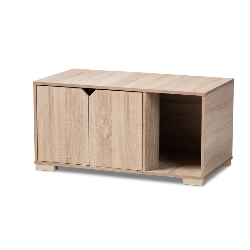 Henslie Litter Box Enclosure, Light Oak Brown