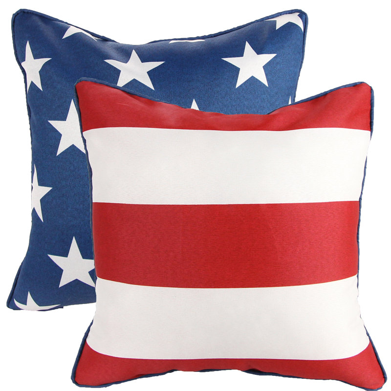 18" x 18" Outdoor Throw Pillow with Welt, Stars & Stripes Reversible