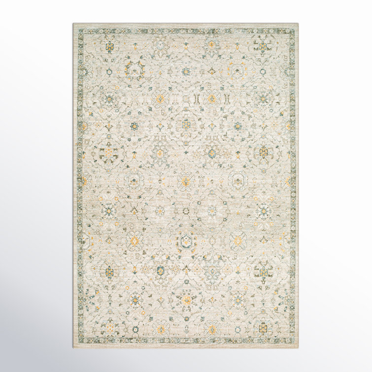 Elsadora Oriental Machine Woven Polyester Area Rug in Beige/Yellow/Blue