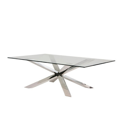 Vinson Glass Top Metal Base Dining Table