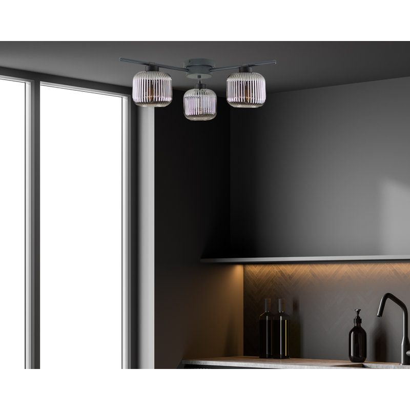 Foton 3-light Flush Mount, Black