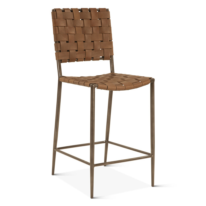 Riggs Upholstered Counter Stool with Metal Frame, Brown