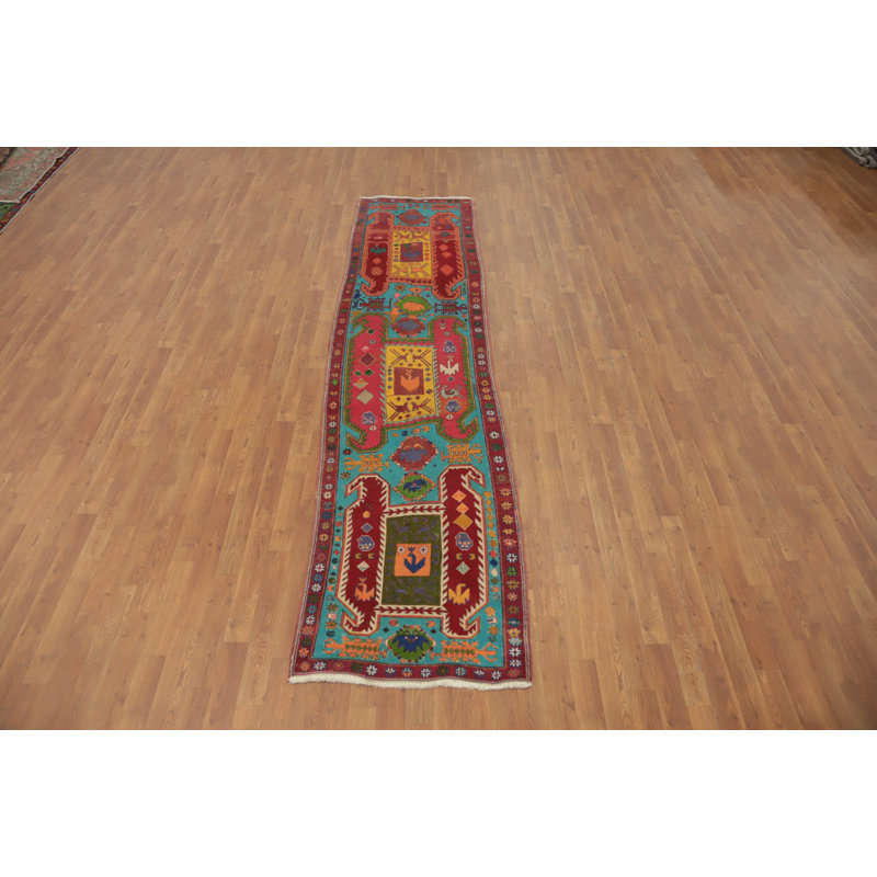 Tapis de couloir géométrique bleu 3x11
