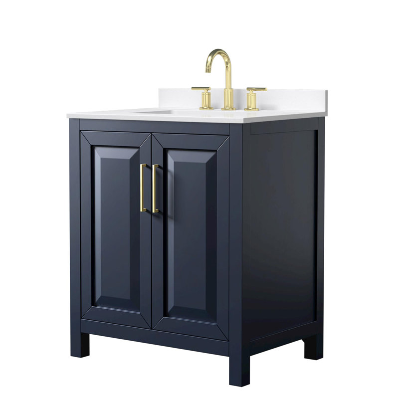 Daria 30'' W Vanity, Brushed Gold, Blue, White Quartz