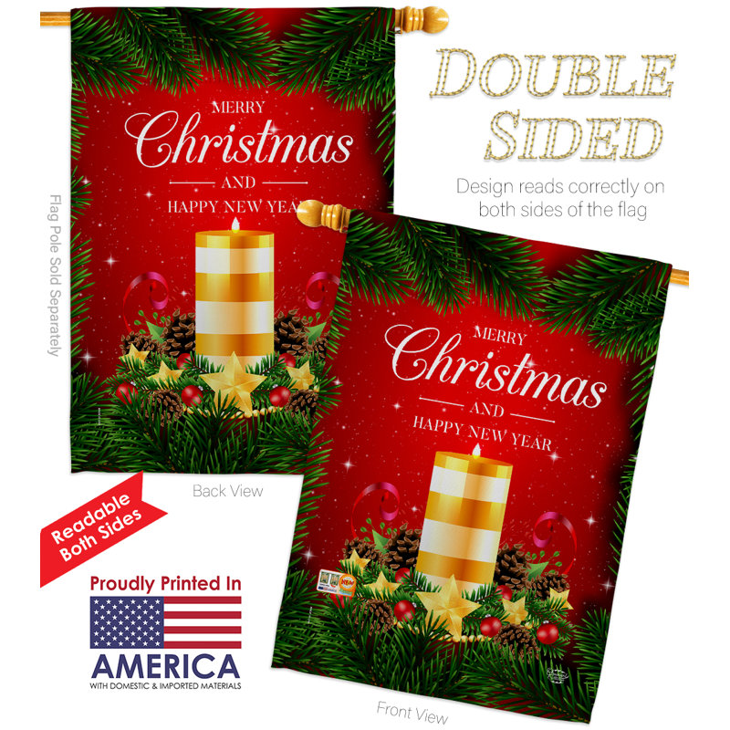 Chandelle de noël-impressions décoratives en polyester 2 faces 40 x 28 po drapeau pour la maison
