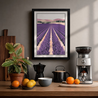 Lavender Fields at Dusk Pastoral - Framed Print