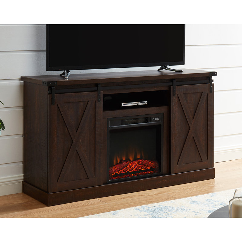 Bradner Unfinished TV Stand for TVs up to 65" with Fireplace Included, Espresso