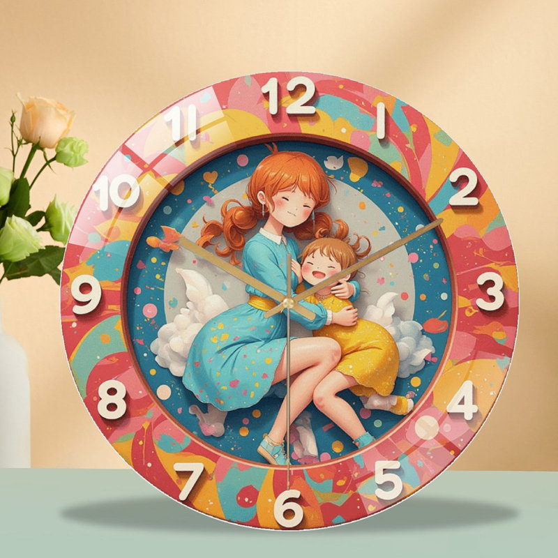 Horloge murale colorée avec arrière-plan de rêve - horloge murale moderne en verre 12 po