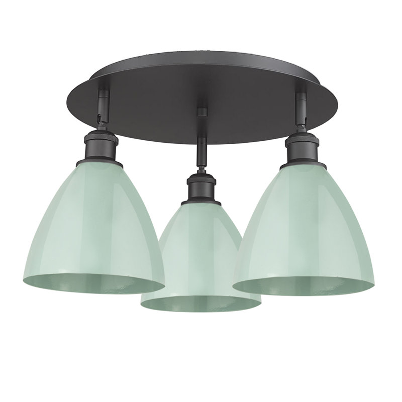 Plafonnier encastré 3 lumières 7,5 po Allare, Écume de mer, écume de mer, Noir mat