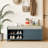 Shoe Bench With Storage And Cushion, Distressed Shutter Storage Bench With Retro Charm For Living Room, Entryway (Navy)-1993464486