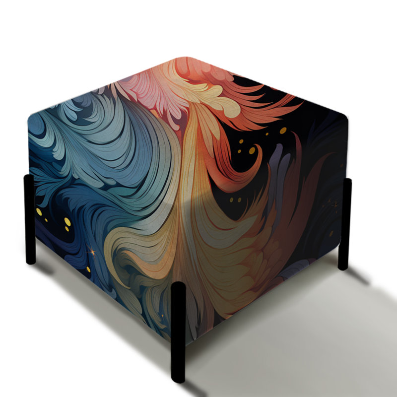 Yellow And Green Cosmic Radiance - Botanical Square Ottoman