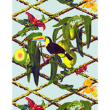 Tucan Floral Vinyl Wallpaper Double Roll