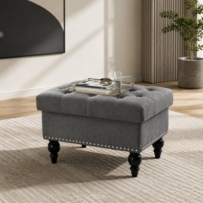 Upholstered Polyester Storage Footstool