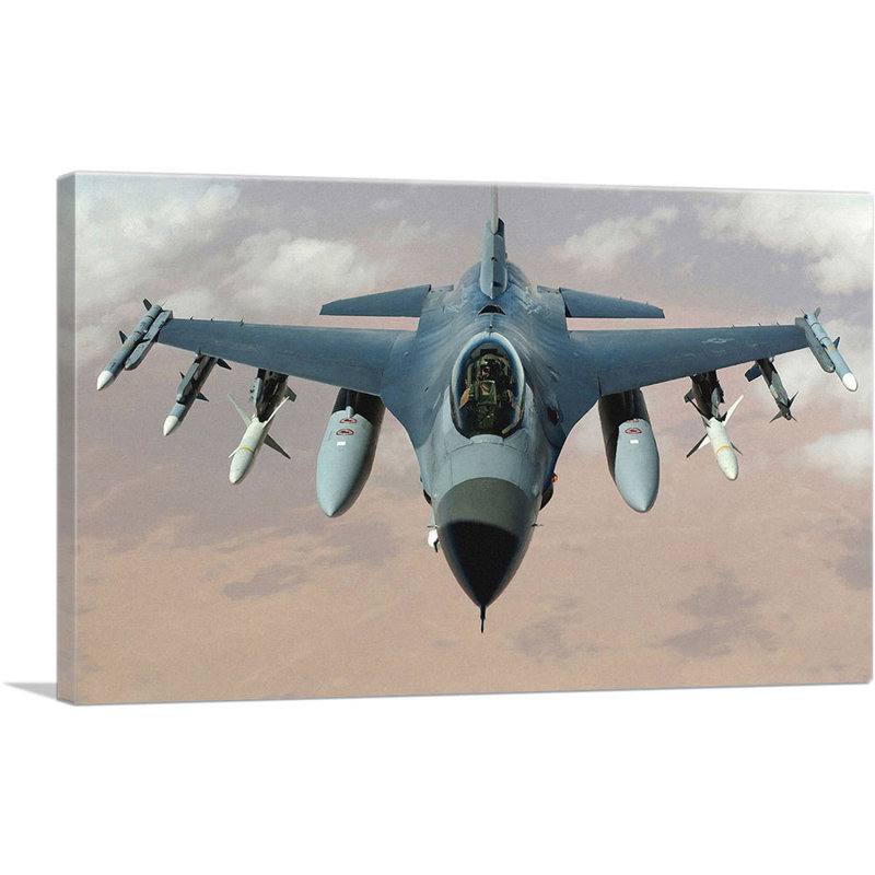 Avion de chasse, impression sur toile tendue, H 18 po x l 26 po x P 1,5 po