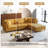 4 - Piece Upholstered Orange Corduroy Modular Sectional with Pillow Back and Removable Ottoman-408743899