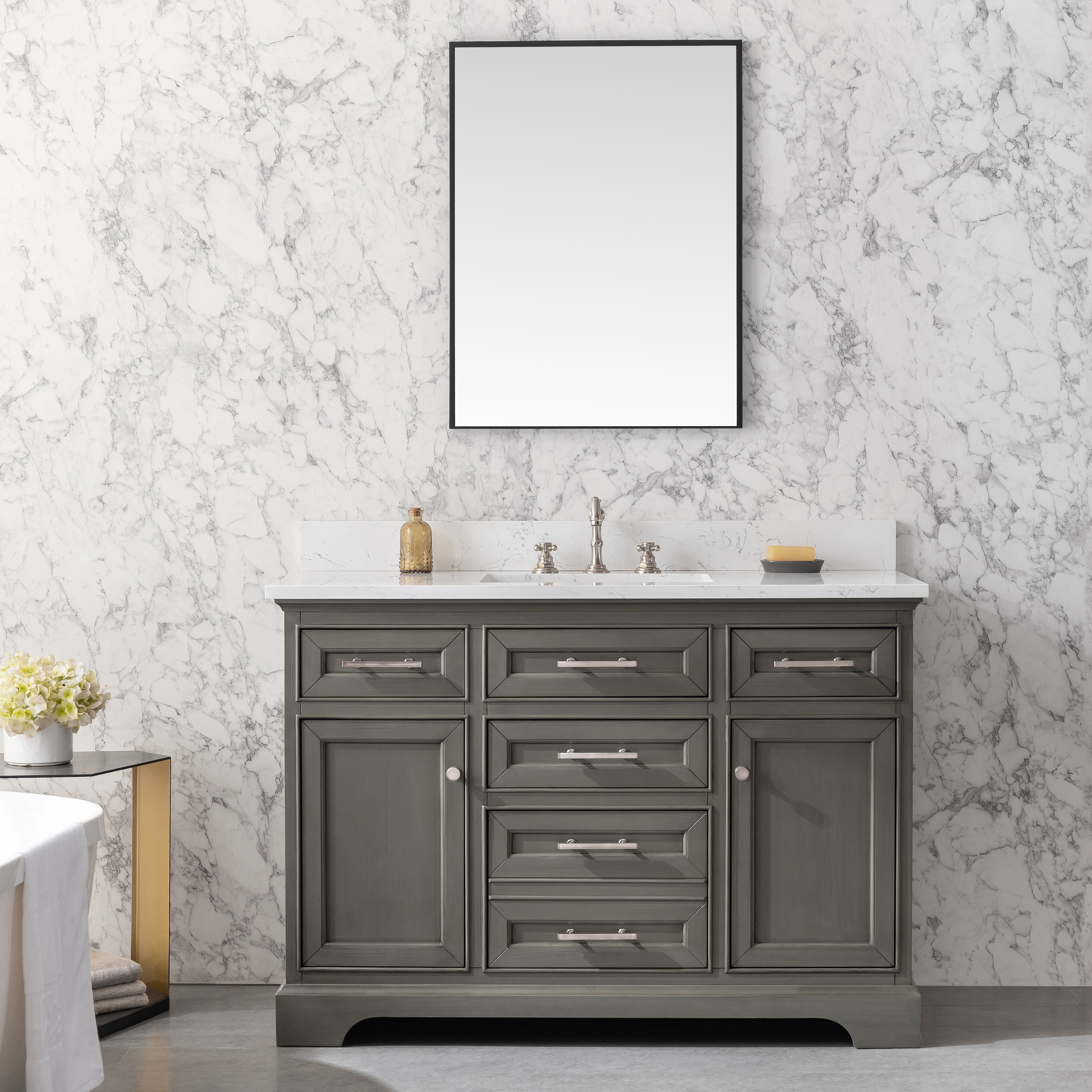 Sterling Rivers Thompson 48'' Single Bathroom Vanity with Stone Top ...