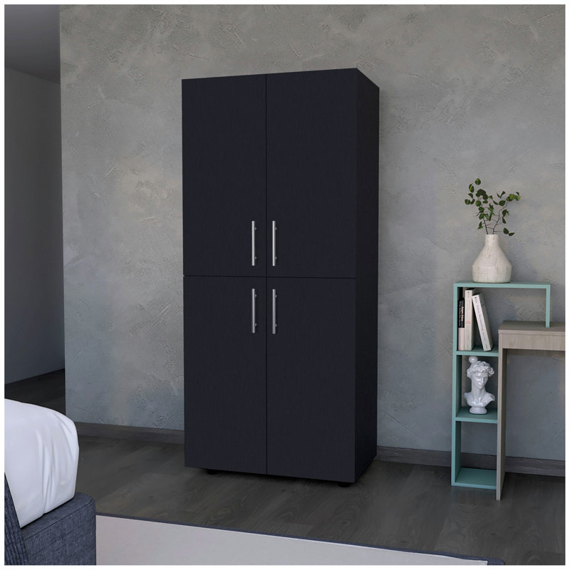 Armoire 4 portes, H 70,9 po x l 31,6 po x P 18,1 po, Noir