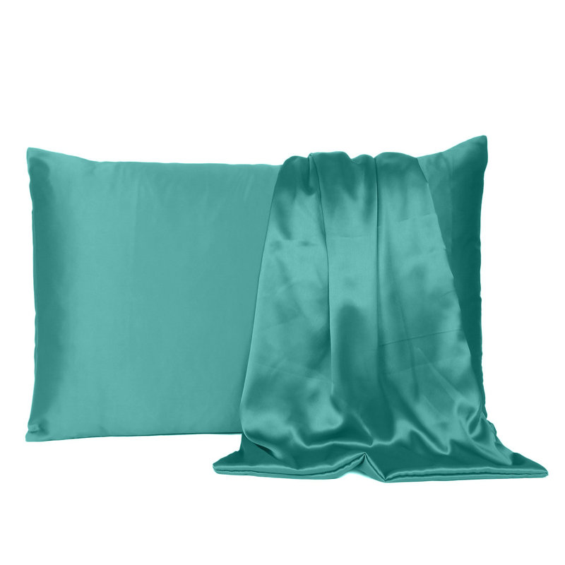 Taie d'oreiller en satin , Standard, Sarcelle