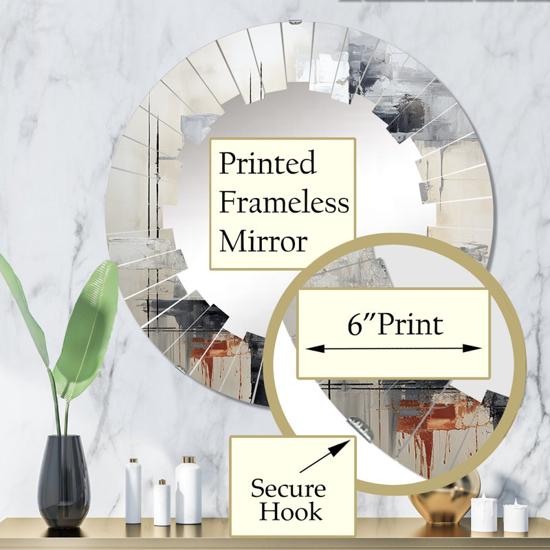 Nizana - Miroir mural moderne rond, 32 po x 32 po