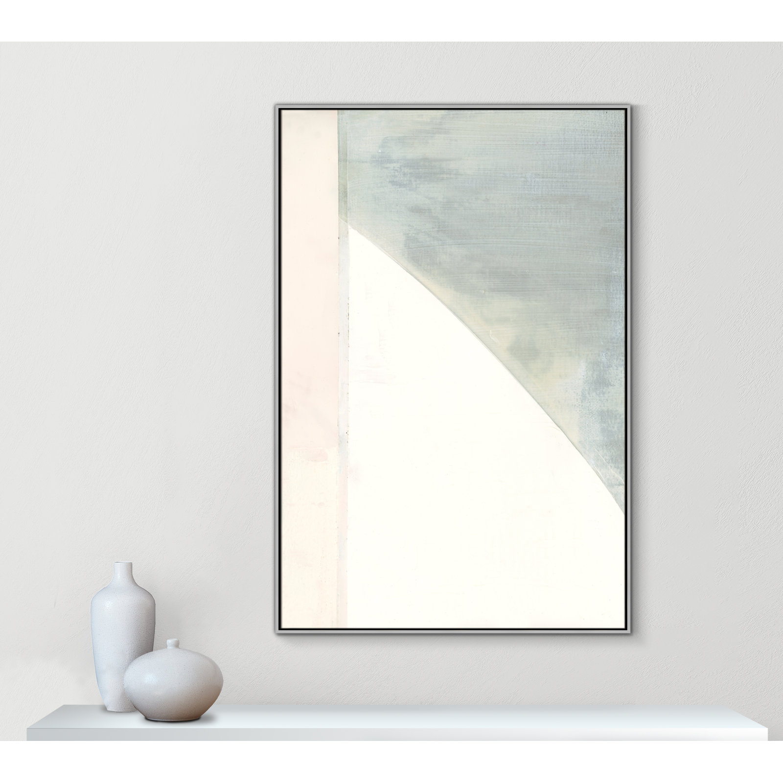In Neutral I - Painting Print, Silver Framed Canvas, 61.5" H x 41.5" W x 2" D