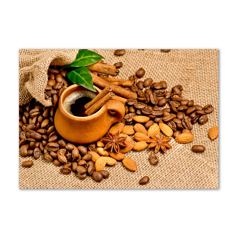 Grains Of Coffee And A Cup - Wrapped Canvas Print