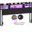 Storage Headboard with LED Lights, Bookcase Headboard with Charging Station-1740395107-1740395104