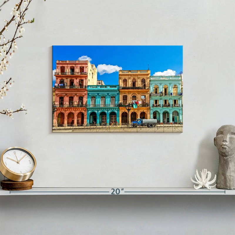 Lilie Multicoloured Cuban Houses, 8" H x 12" W