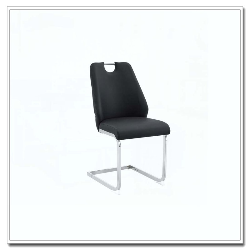 Chaise de salle à manger en similicuir, chaises de cuisine en métal avec texture en maille et pieds sablés noirs, chaise rembourrée à dossier plat