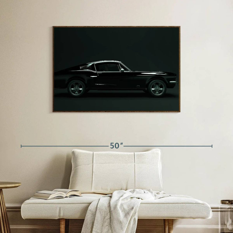 Voiture rétro élégante, Cadre flottant en noyer, 40 po x 27 po
