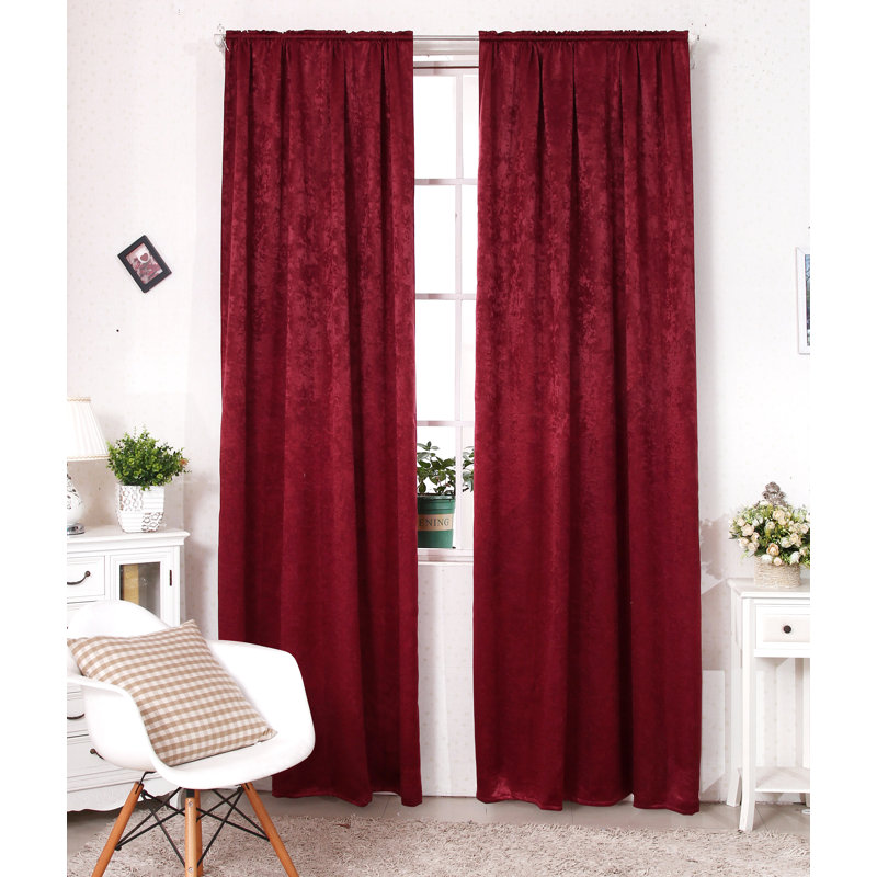 Nettie Slot Top Blackout Thermal Curtain, Red, Width 135 x Drop 245cm