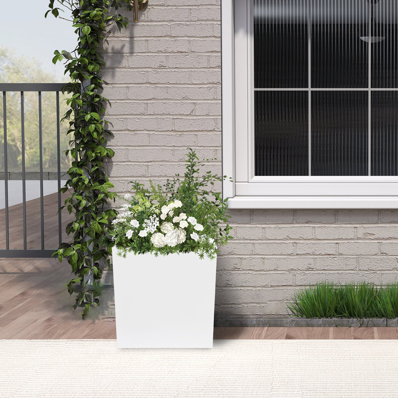 Boîte à fleurs en métal, Blanc, H 20 po x l 18 po x P 18 po