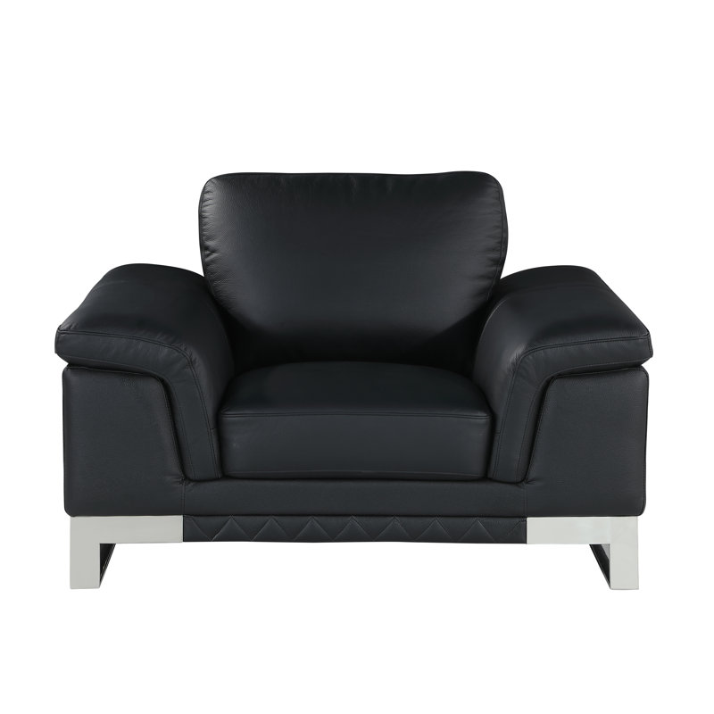 Chaise noire en cuir véritable, Match en cuir noir