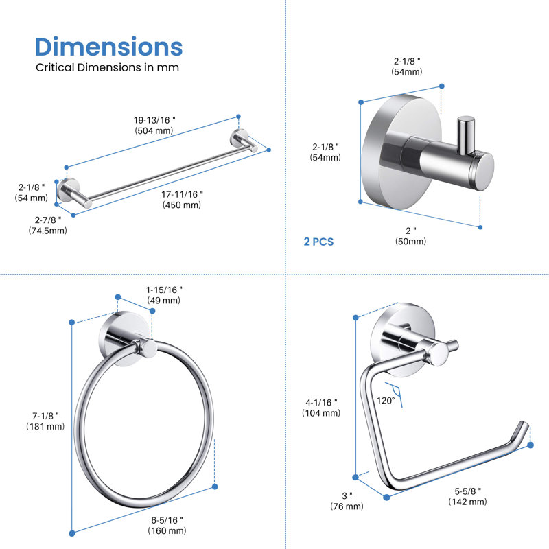 5 - Piece Bathroom Hardware Set, Chrome