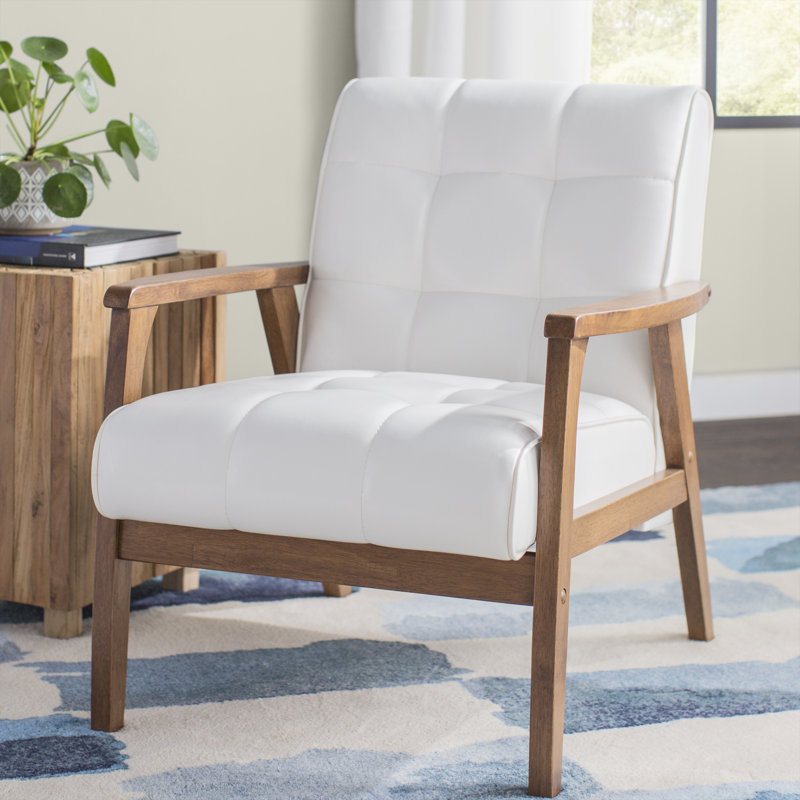 Fauteuil Dorchester, Simili cuir blanc