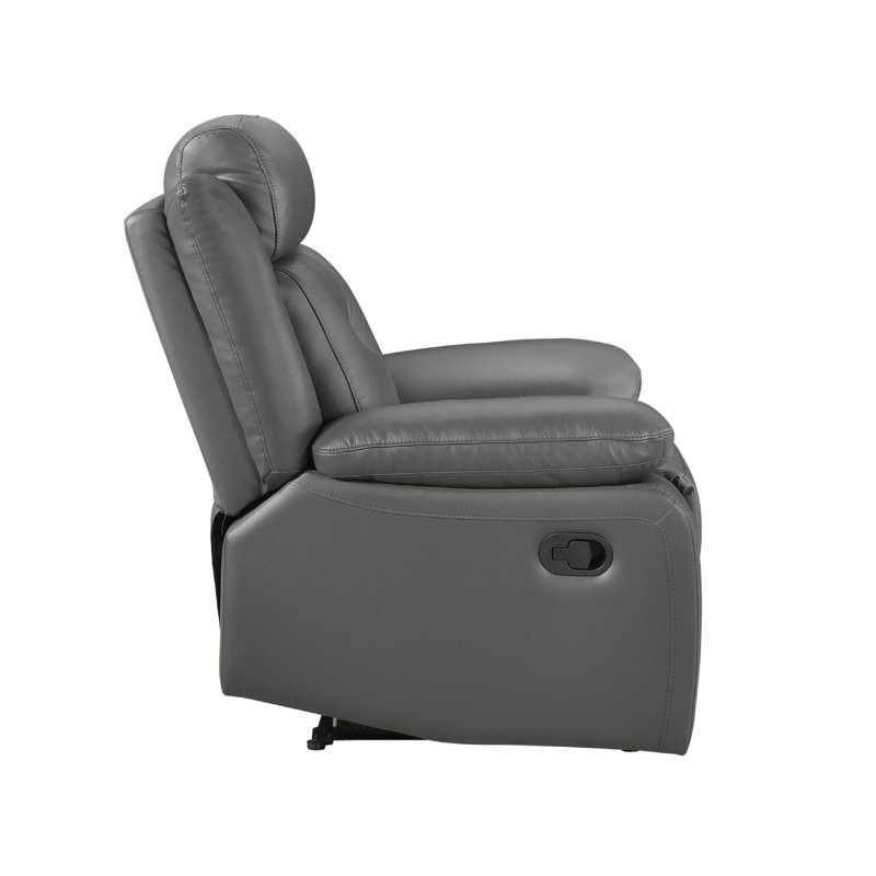 Conia Manual Reclining Chair, Top Grain Leather Cushions, Dark Gray