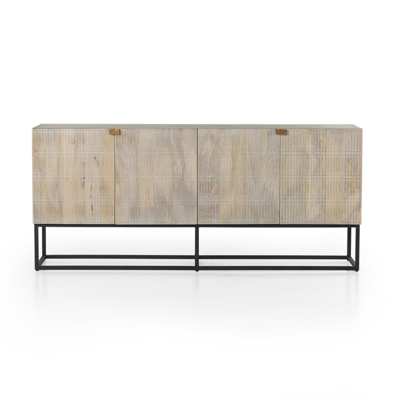 Kelby 69'' W Sideboard, Light Wash Carved Mango