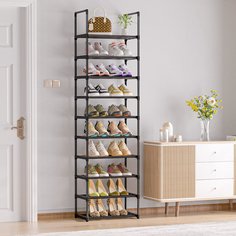 20 Pair Stackable Shoe Rack, Black