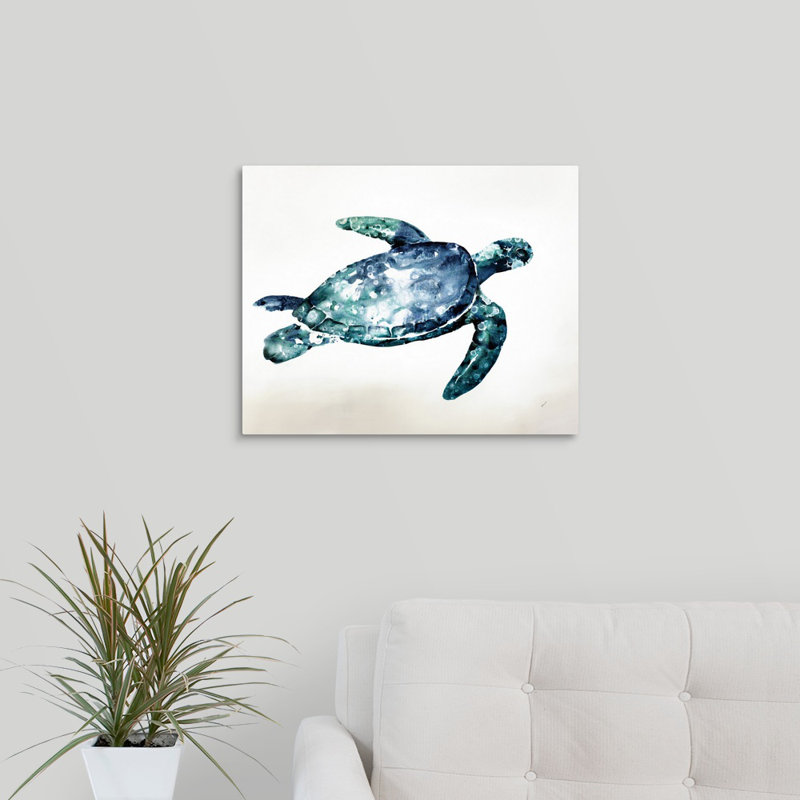 « sea tortue », peinture sur toile, Toile tendue, H 16 po x l 20 po x p 1,25 po