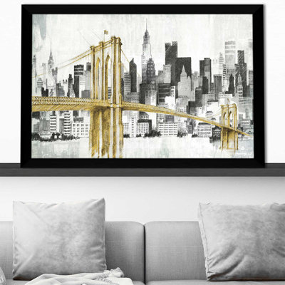 New York Skyline I, pont jaune - Peinture