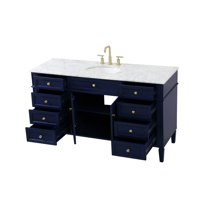 Ensemble de meuble-lavabo simple 60 "Rivers, Bleu