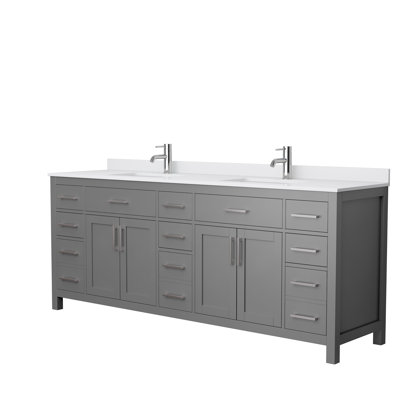 Beckett 84" Freestanding Double Bathroom Vanity with Cultured Marble Top