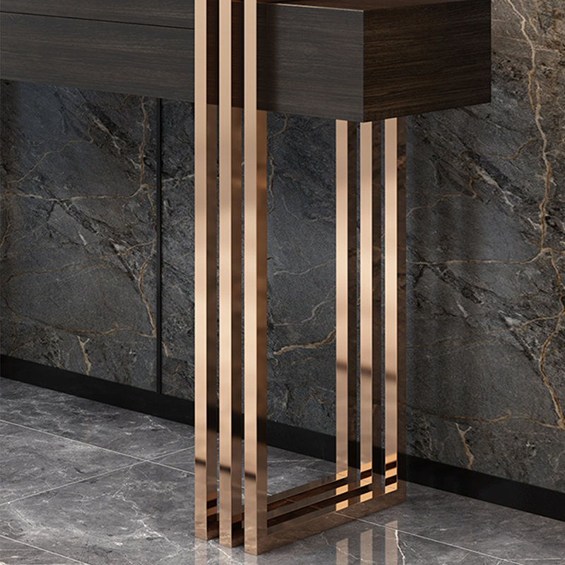 Console de hall d'entrée italienne de luxe, Or rose, H 33,5 po x l 39,4 po x P 15,7 po