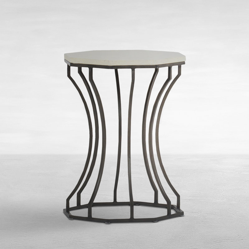 Audrey Side Table, Charcoal/Travertine Superstone