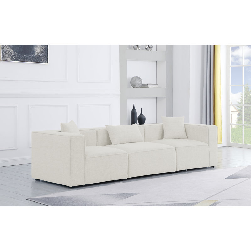 Canapé modulaire Cube, Tissu crème texturé en lin