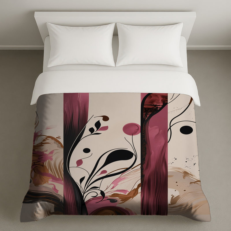Abstract Floral Stripes Duvet Covers, Lit simple